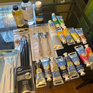 Bob Ross Starter Kit (Oil Paint, Brushes/Spatulas, Thinners)